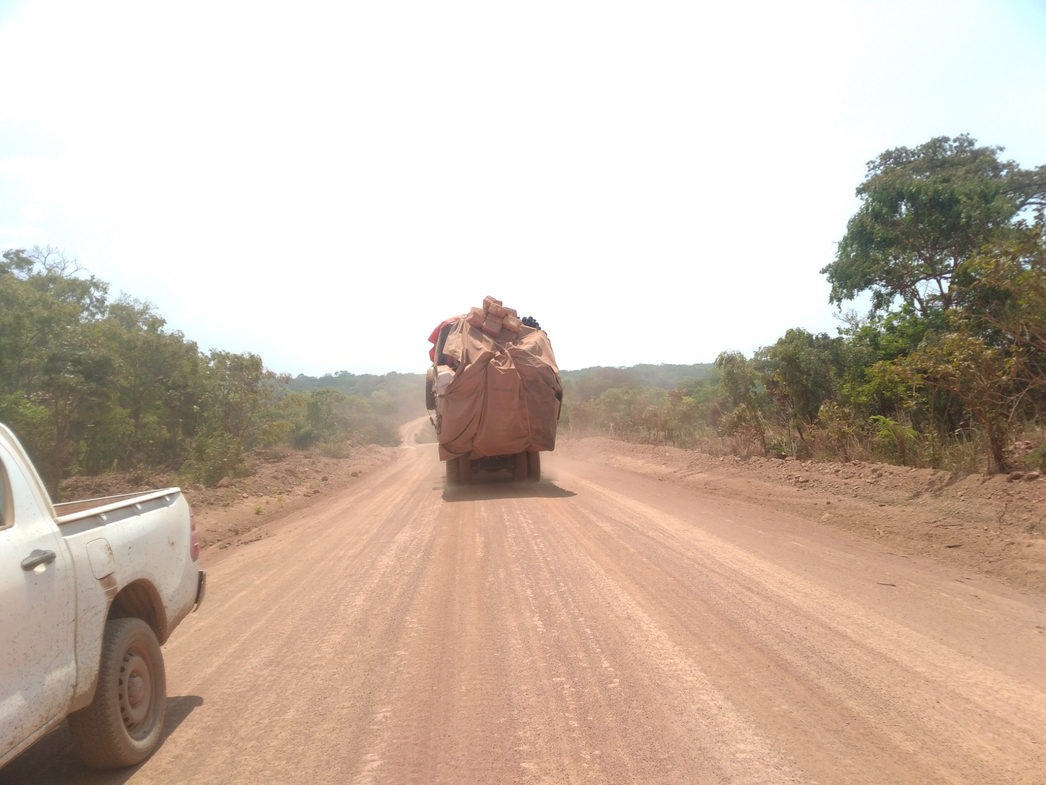 Vue arrière d’un camion sur la chaussée